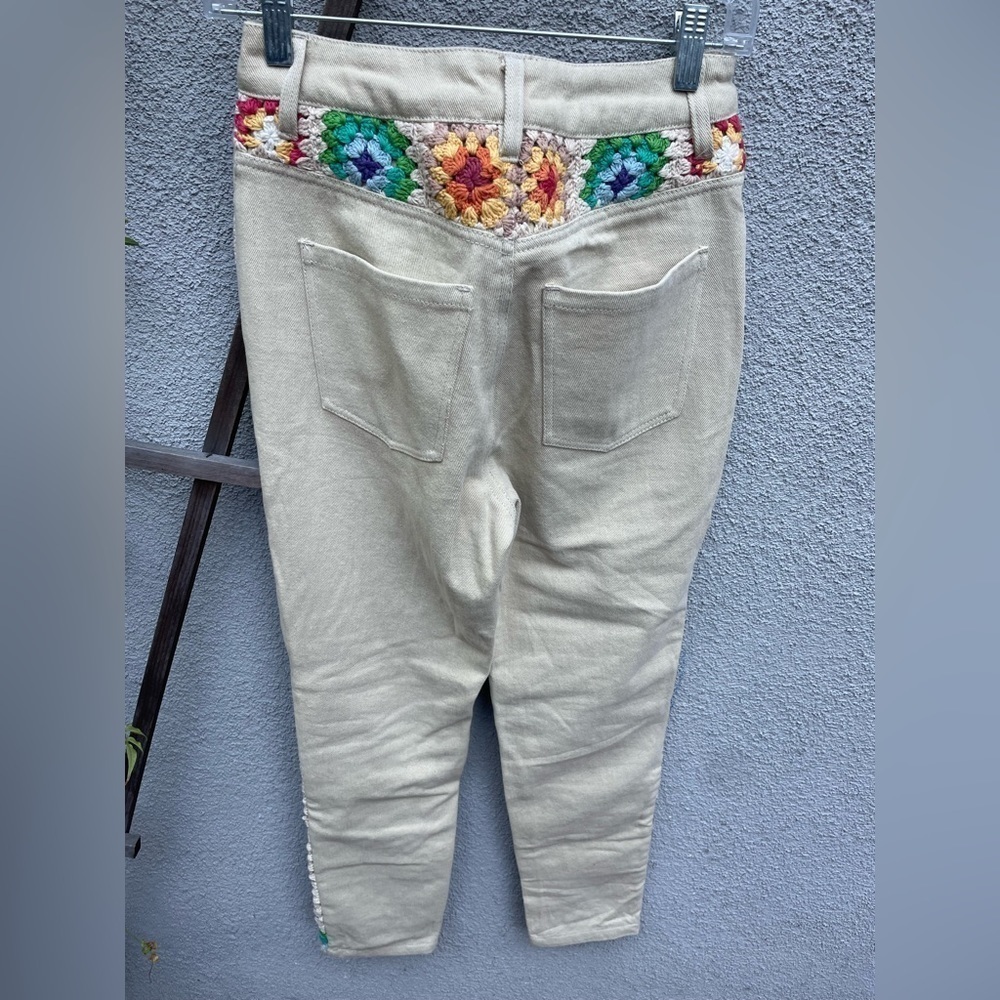Free People Women’s Crochet Zuri Mom Jeans in Sedona Sunset New with Tags! - Picture 9 of 9